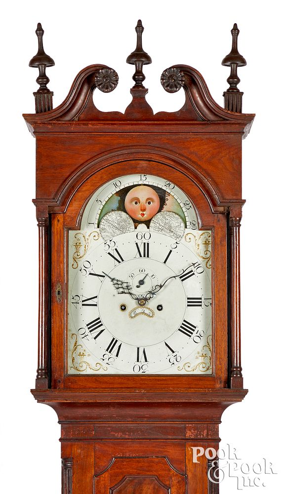 Appraisal: Delaware Chippendale walnut tall case clock Delaware Chippendale walnut tall