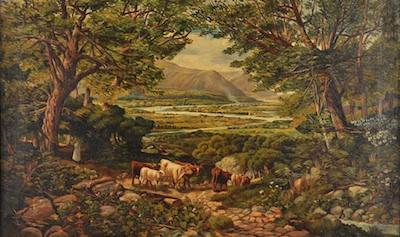 Appraisal: Unknown Artist American th Century A panoramic landscape Oil on