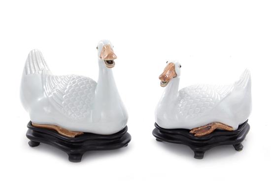 Appraisal: Pair Chinese porcelain ducks Qing or Republic period on later