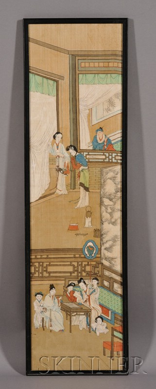 Appraisal: Painting China th century ink and colors on silk figures