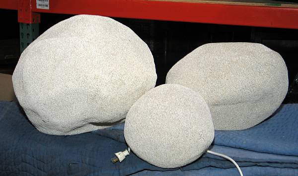 Appraisal: Three Contemporary Italian stone covered fiberglass Moon Rock lamps Studio