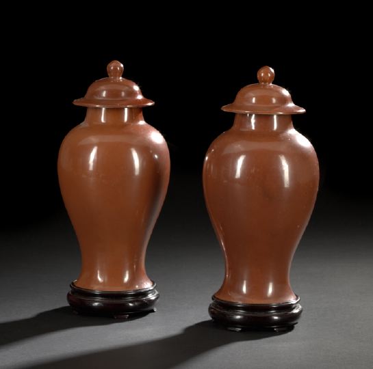 Appraisal: Pair of Chinese Glazed Porcelain Covered Vases late th century