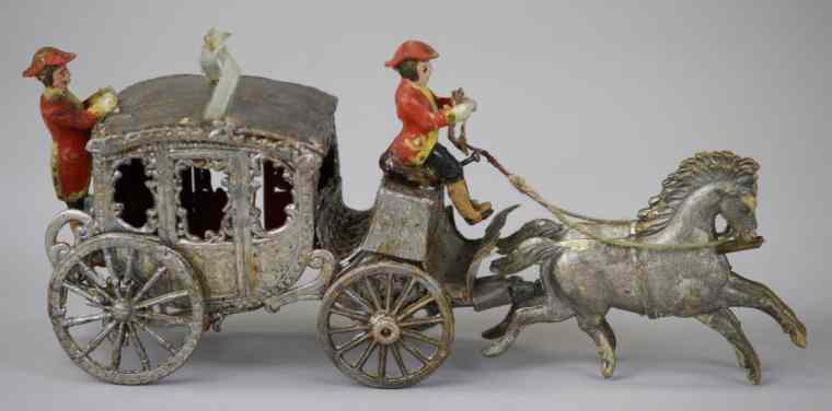 Appraisal: SILVER DRESDEN HORSEDRAWN COACH Germany exquisite craftsmanship intricate pattern throughout