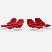 Appraisal: In the manner of Eero Saarinen LOUNGE CHAIRS AND OTTOMANS