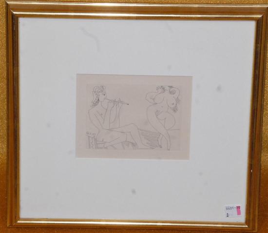 Appraisal: PABLO PICASSO Aquatint Nude Flute Player with Nude Dancer from