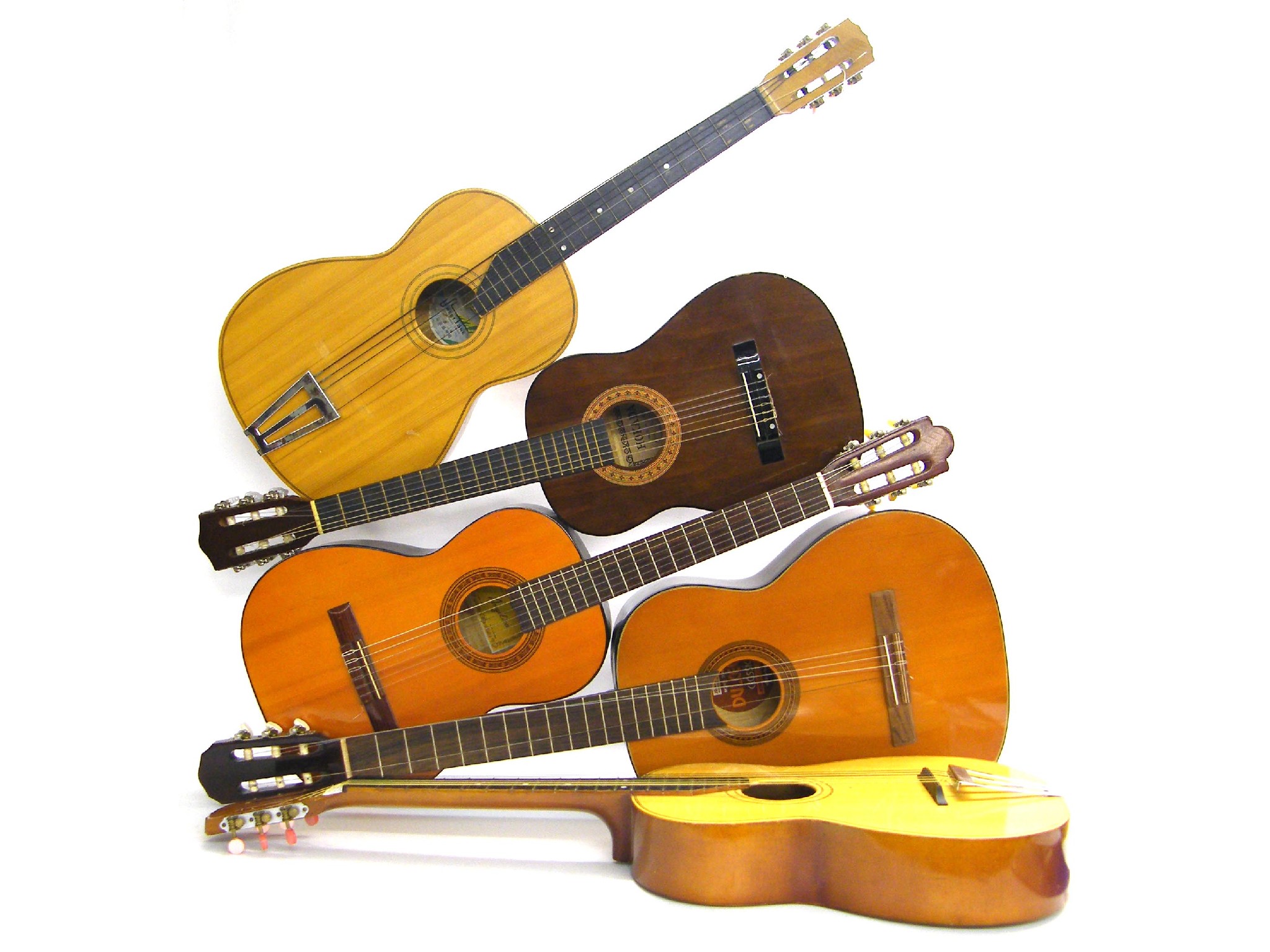 Appraisal: Five various nylon string acoustic guitars to include Hokada Sweet