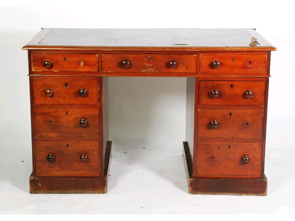 Appraisal: VICTORIAN MAHOGANY TWIN PEDESTAL DESK the moulded oblong top with