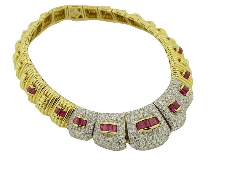 Appraisal: Important Ruby and ct Diamond Necklace Important Ruby And ct