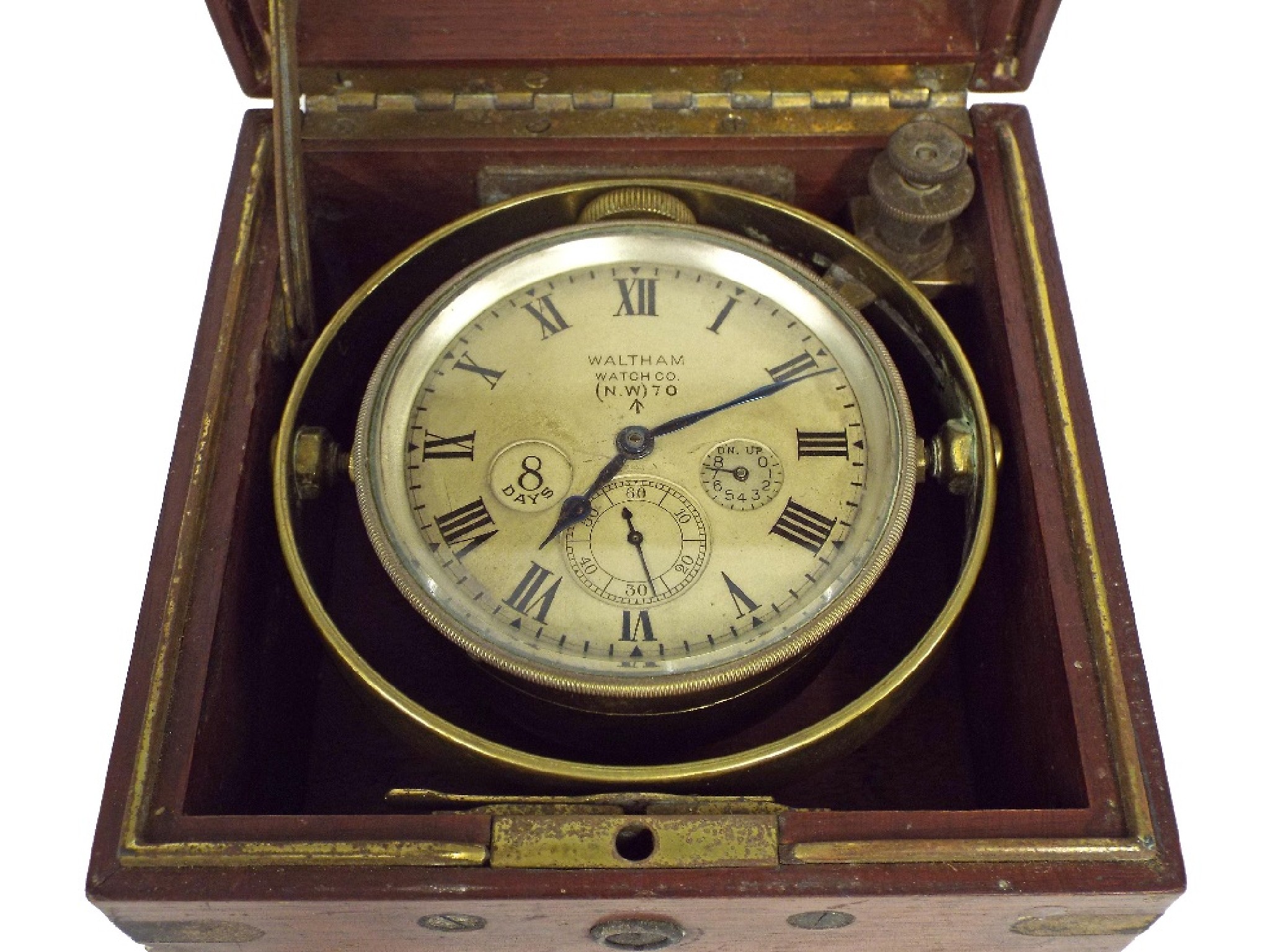 Appraisal: American eight day marine chronometer deck clock the silvered dial