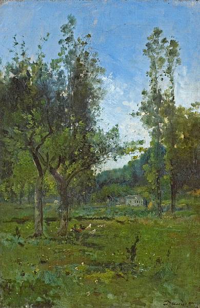 Appraisal: Follower of Charles Fran ois Daubigny French - A forest