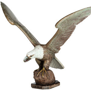 Appraisal: A Large Paint Decorated Spread-Winged American Bald Eagle Finial Late