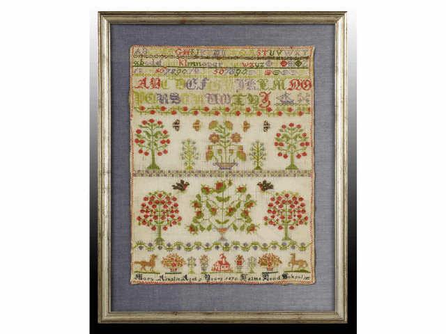 Appraisal: Mary Ainslie Alphabet Floral Sampler Description Mary Ainslie aged nine