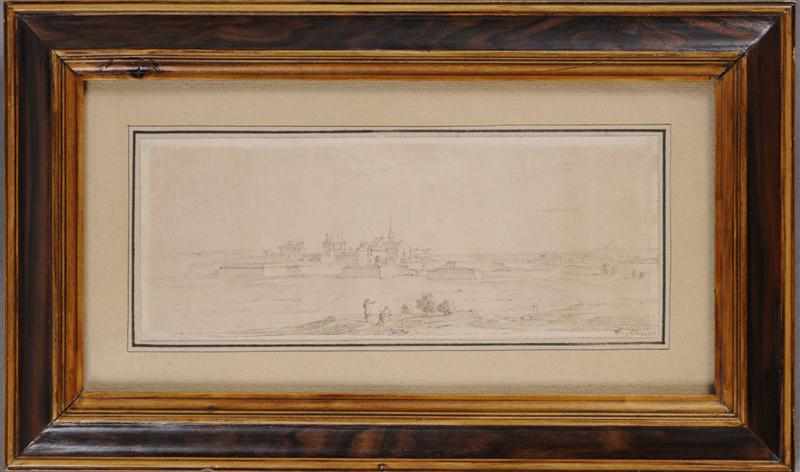 Appraisal: ATTRIBUTED TO ISRAEL SILVESTRE SURVEYING A FORTIFIED TOWN Brown ink