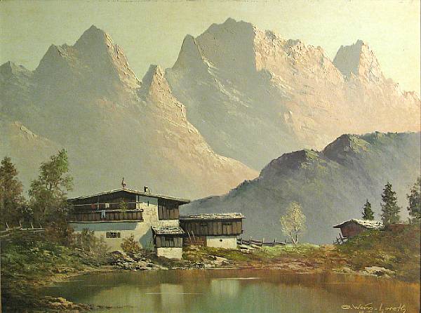 Appraisal: G Weiss-Loreth German An alpine view together with two companion