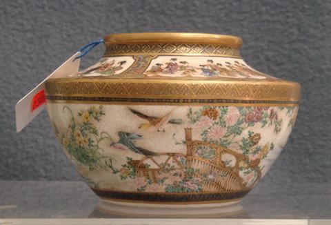 Appraisal: Fine Satsuma bowl with birds in scenic landscape d h