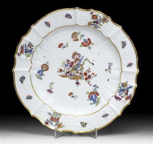 Appraisal: PLATE WITH 'YELLOW LION' DECORATION Meissen circa Gold painted 'Altbrandenstein'