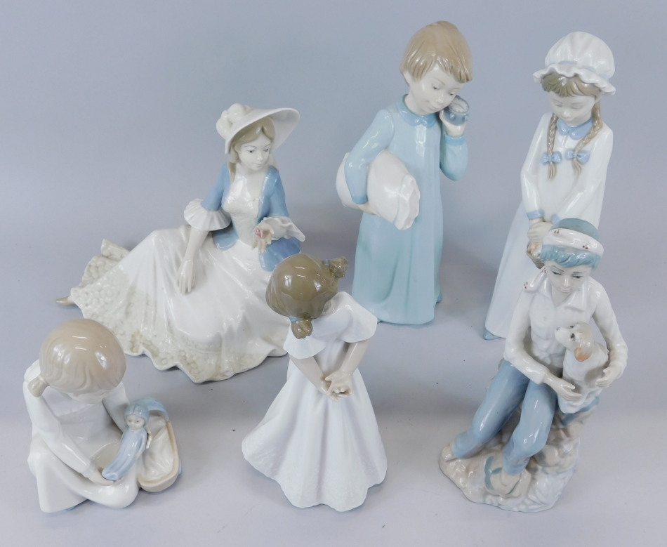 Appraisal: A collection of Spanish porcelain figures to include a Nao