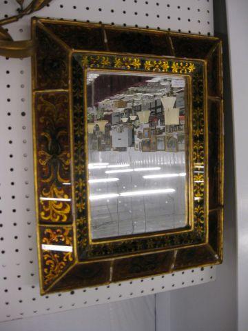 Appraisal: Ornate Italian Mirror reverse painted gold gesso frame overall x