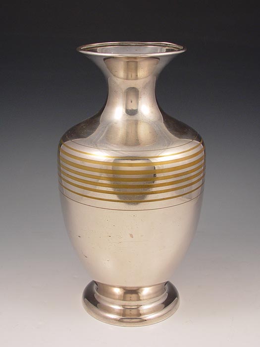 Appraisal: WMF MODERNE MID-CENTURY MIXED METAL VASE '' brass and chrome