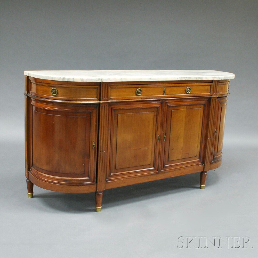 Appraisal: Continental Neoclassical-style Walnut and Marble-top Sideboard late th century or