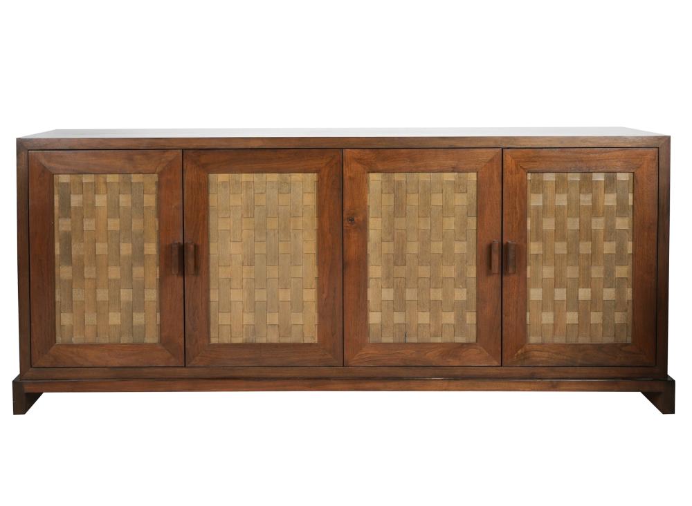 Appraisal: CONTEMPORARY STAINED WOOD SIDEBOARD CREDENZAunsigned having two pairs of hinged