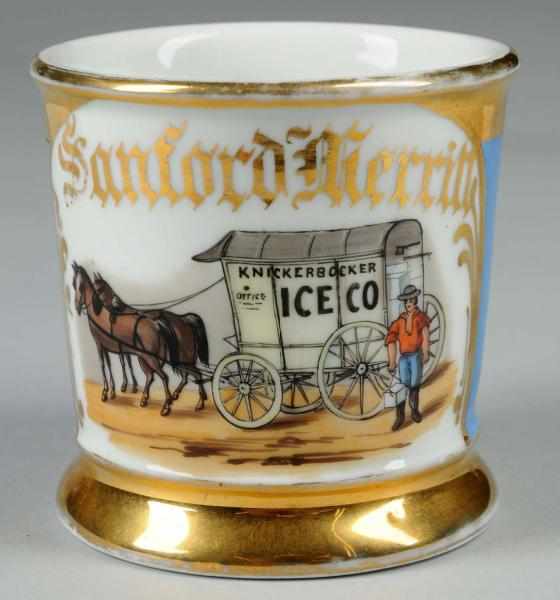 Appraisal: Horse-Drawn Ice Wagon Shaving Mug Description Marked with the name