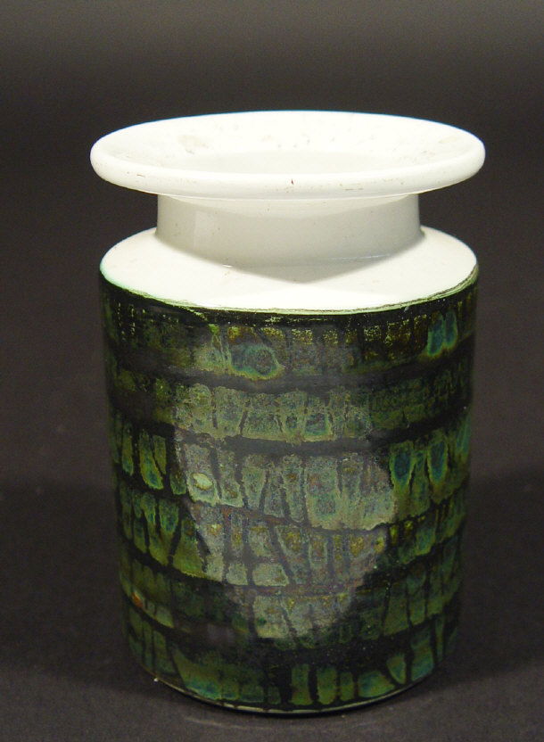 Appraisal: Cylindrical Poole Studio Pottery vase with hand painted decoration printed