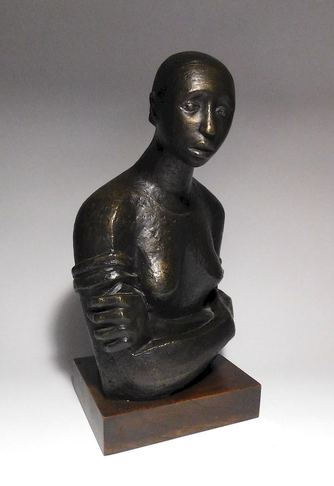 Appraisal: Elizabeth Catlett bronze sculpture Elizabeth Catlett American - - ''Pensive''-