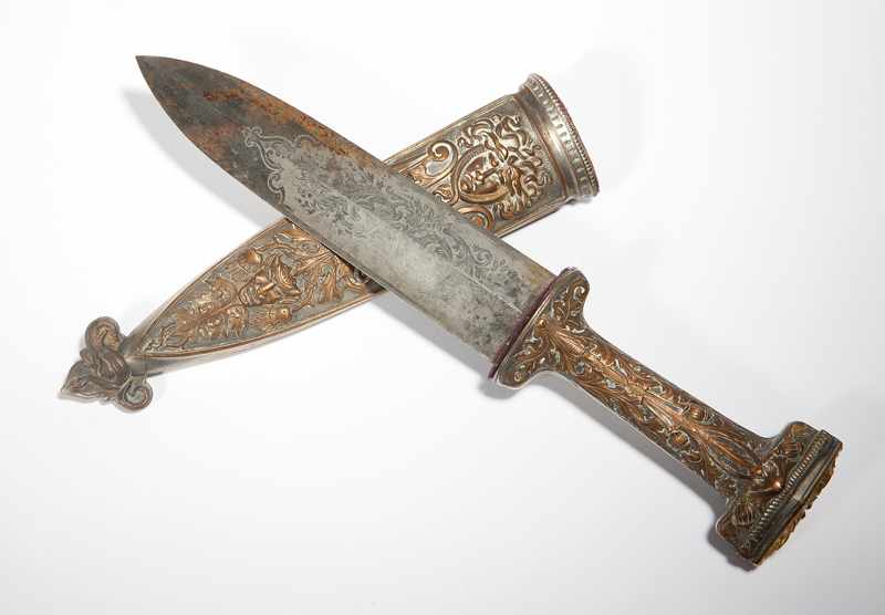 Appraisal: Circa possibly Scottish apparently unmarked the hilt and sheath decorated