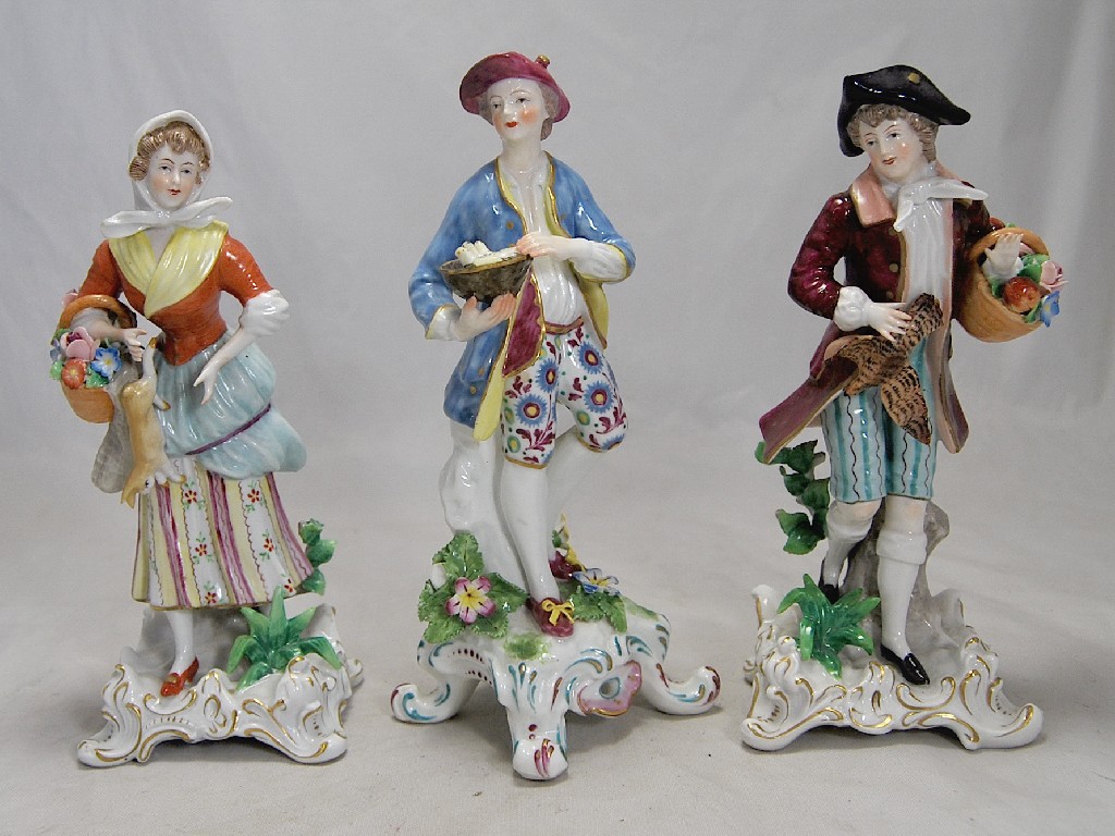 Appraisal: Pair of th century Sitzendorf porcelain figures of street vendors