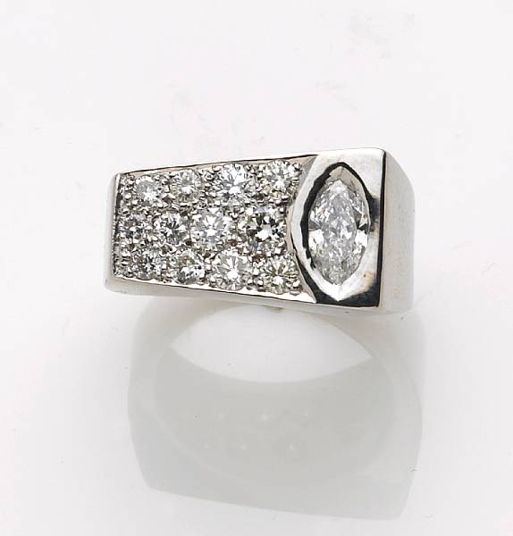 Appraisal: A diamond and k white gold ring estimated marquise diamond