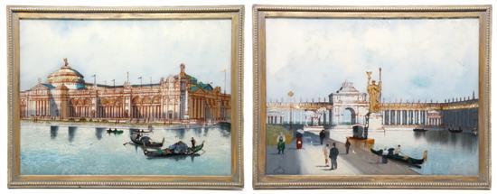 Appraisal: Pair of Reverse Paintings each depicting a scene from the