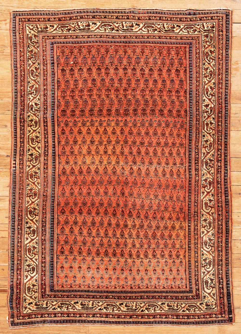 Appraisal: Antique Persian Serabon Carpet red ground repeating floral design ft