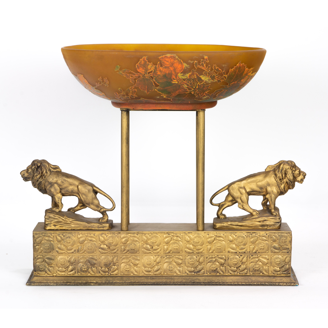 Appraisal: ART NOUVEAU STYLE ENAMEL GLASS AND GILT METAL CENTERPIECE Art