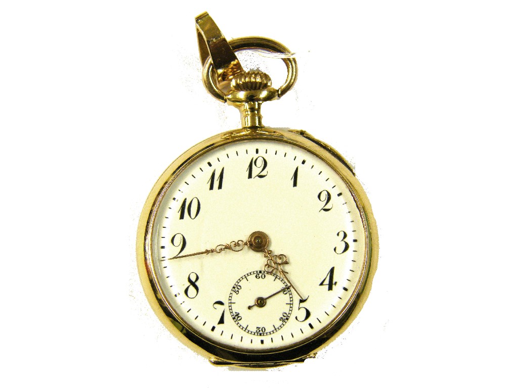 Appraisal: k lever fob watch the two part white dial with