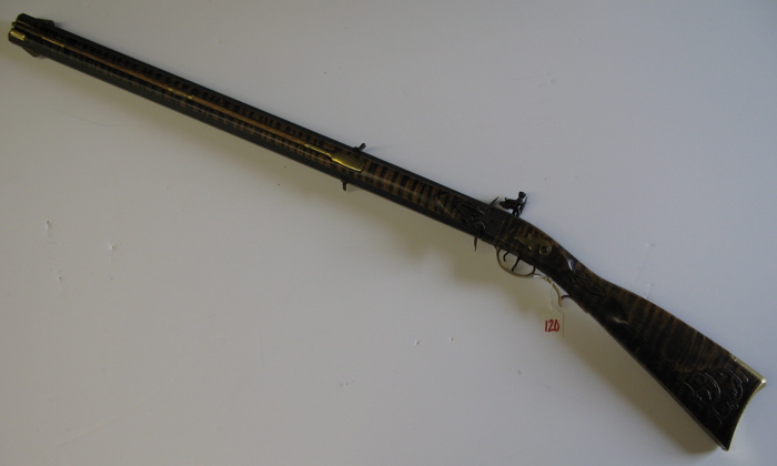 Appraisal: L DAY SWIVEL BREECH BLACK POWDER FLINTLOCK RIFLE SHOTGUN caliber