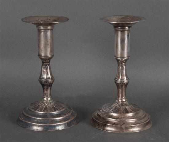 Appraisal: Pair of cupro-nickel alloy candlesticks possibly Spanish colonial th century