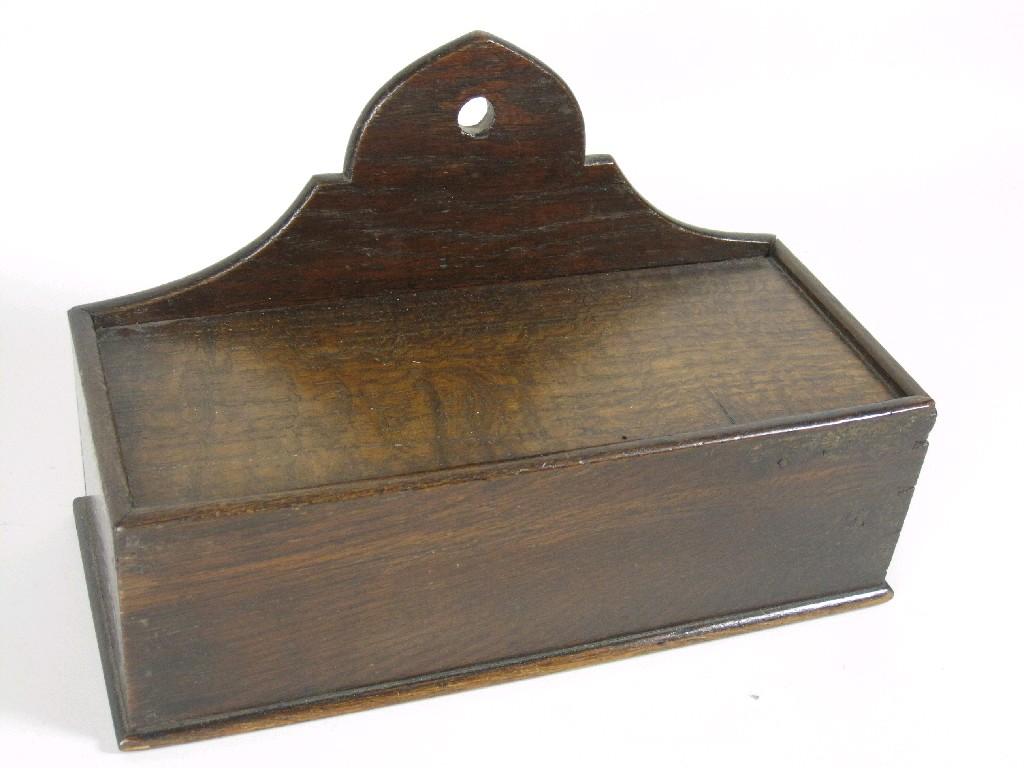 Appraisal: An antique oak Candle Box with sliding lid in wide