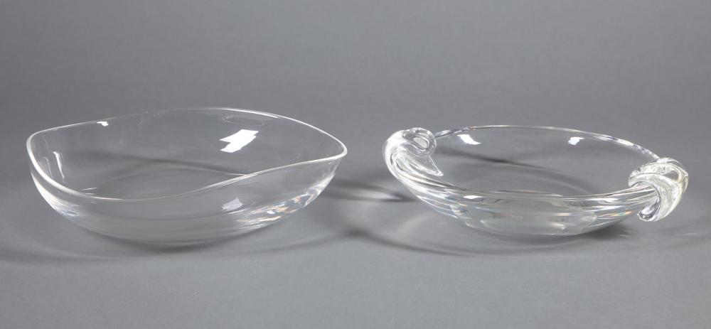 Appraisal: Steuben Glass Freeform Salad Bowl and a Massive Ashtray bowl