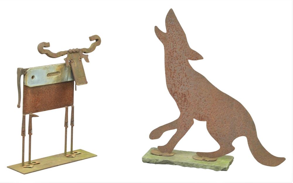 Appraisal: Two Steel Animal Sculptures to include coyote height inches and