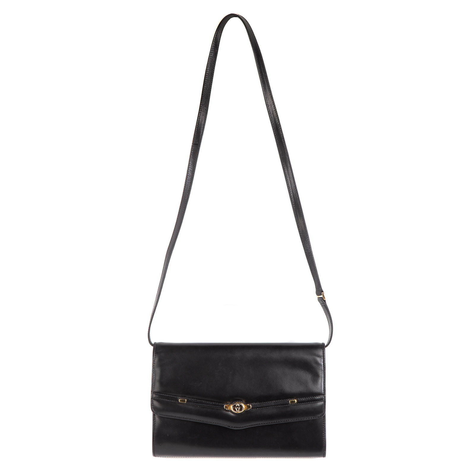 Appraisal: A GUCCI GG CROSSBODY BAG A black leather Gucci GG