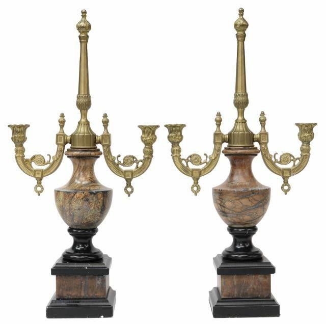 Appraisal: pair Neoclassical candelabra garnitures late th c gilt metal standard