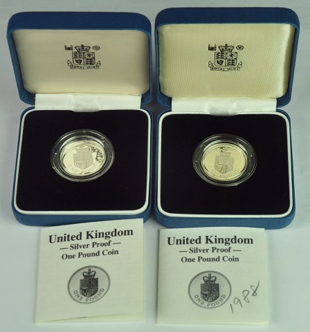 Appraisal: British Pound Sterling Silver Proof CoinsIn mint issued boxes with