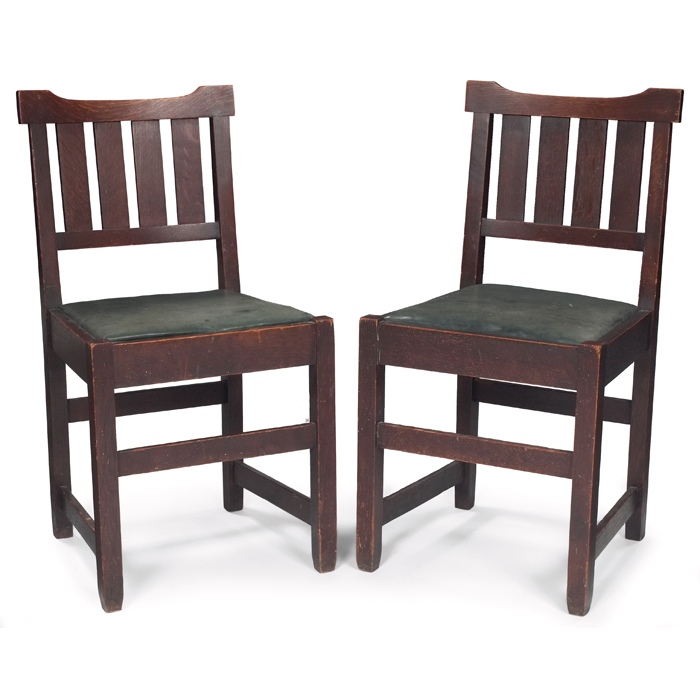 Appraisal: Early Gustav Stickley dining chairs pair c rare form with