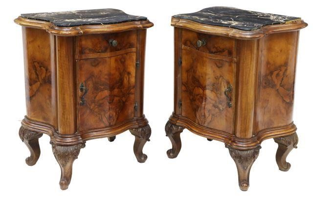 Appraisal: pair Venetian burled walnut bedside cabinets early th c having