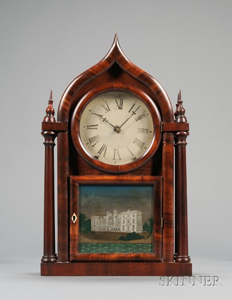 Appraisal: Rosewood Ogee Gothic Shelf Clock by Brewster Manufacturing Company Bristol