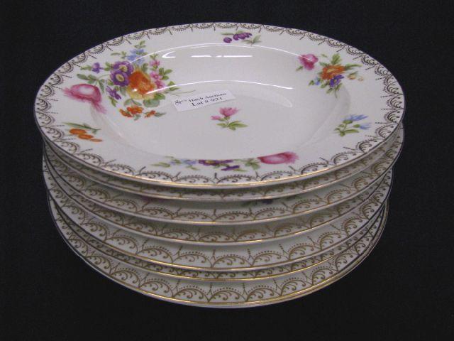 Appraisal: Rosenthal Porcelain Soup Bowls floral sprays gold trim