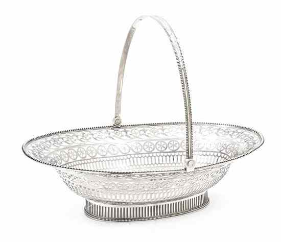 Appraisal: A George III Fruit Basket Hester Bateman London of oval