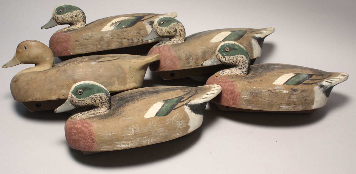 Appraisal: FIVE WILDFOWLER DECOY CO WIDGEON DECOYS Four drakes and one