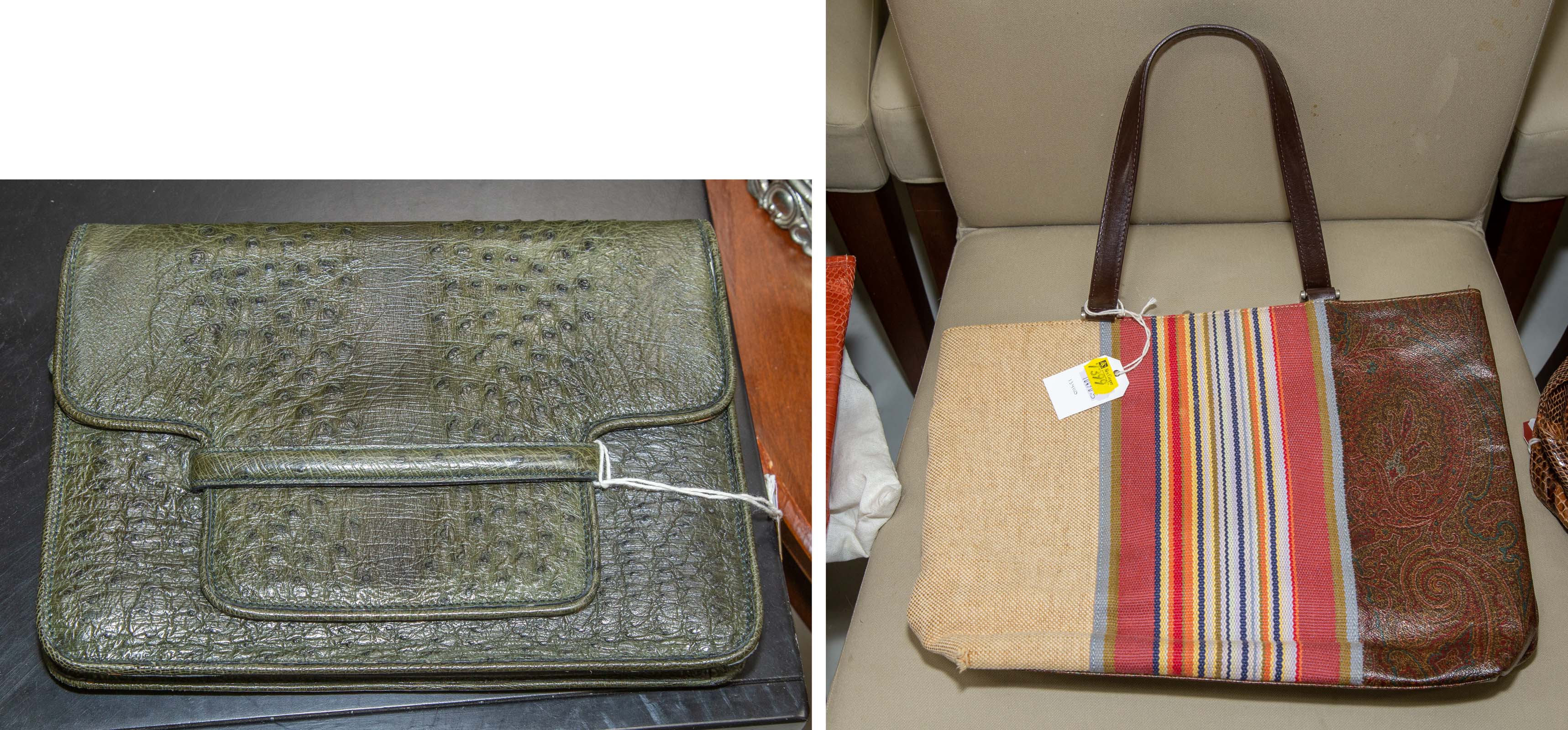 Appraisal: A CLUTCH ETRO TOTE A green Francois Villon Paris clutch